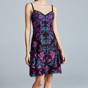 Marchesa Notte embroidered floral cocktail dress